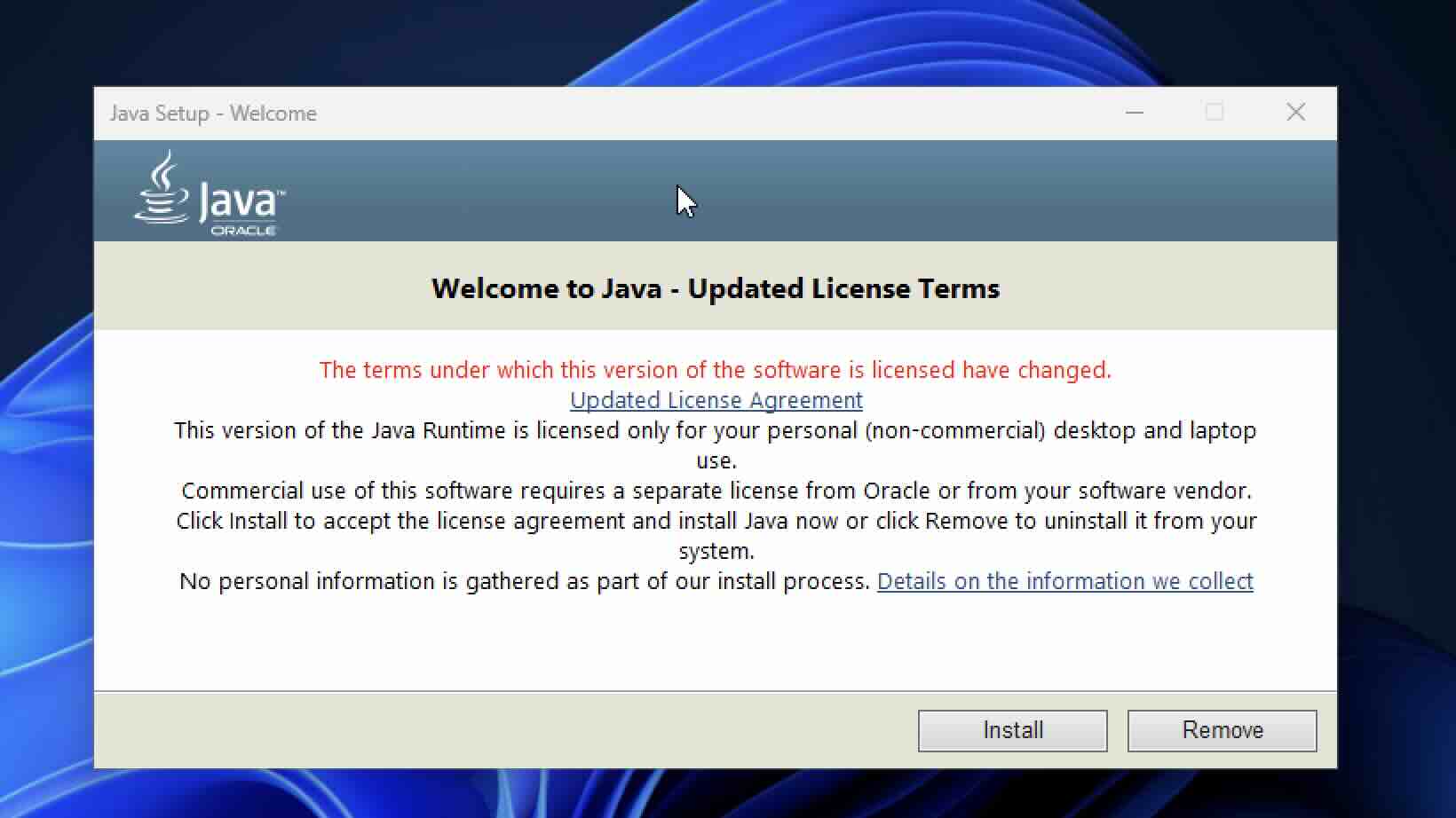 Welcome to Java - Updated License Terms